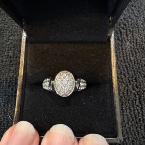 Lagos Black Caviar Collection Sterling Silver & Diamonds size 7